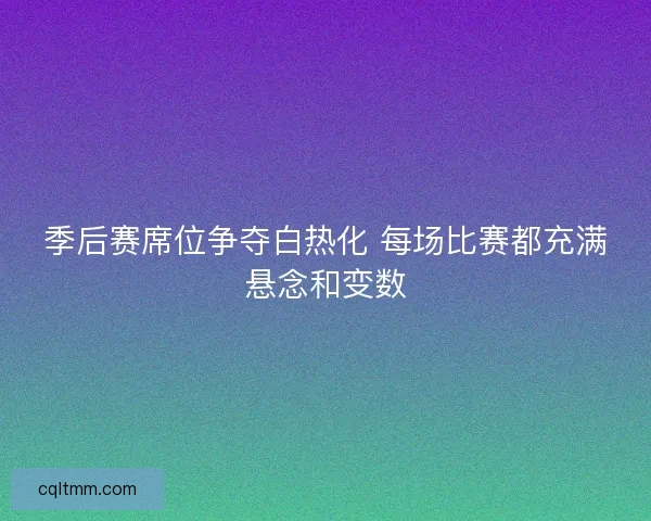 季后赛席位争夺白热化 每场比赛都充满悬念和变数